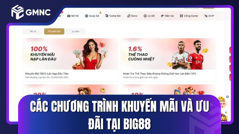 Các chương trình khuyến mãi và ưu đãi tại Big88